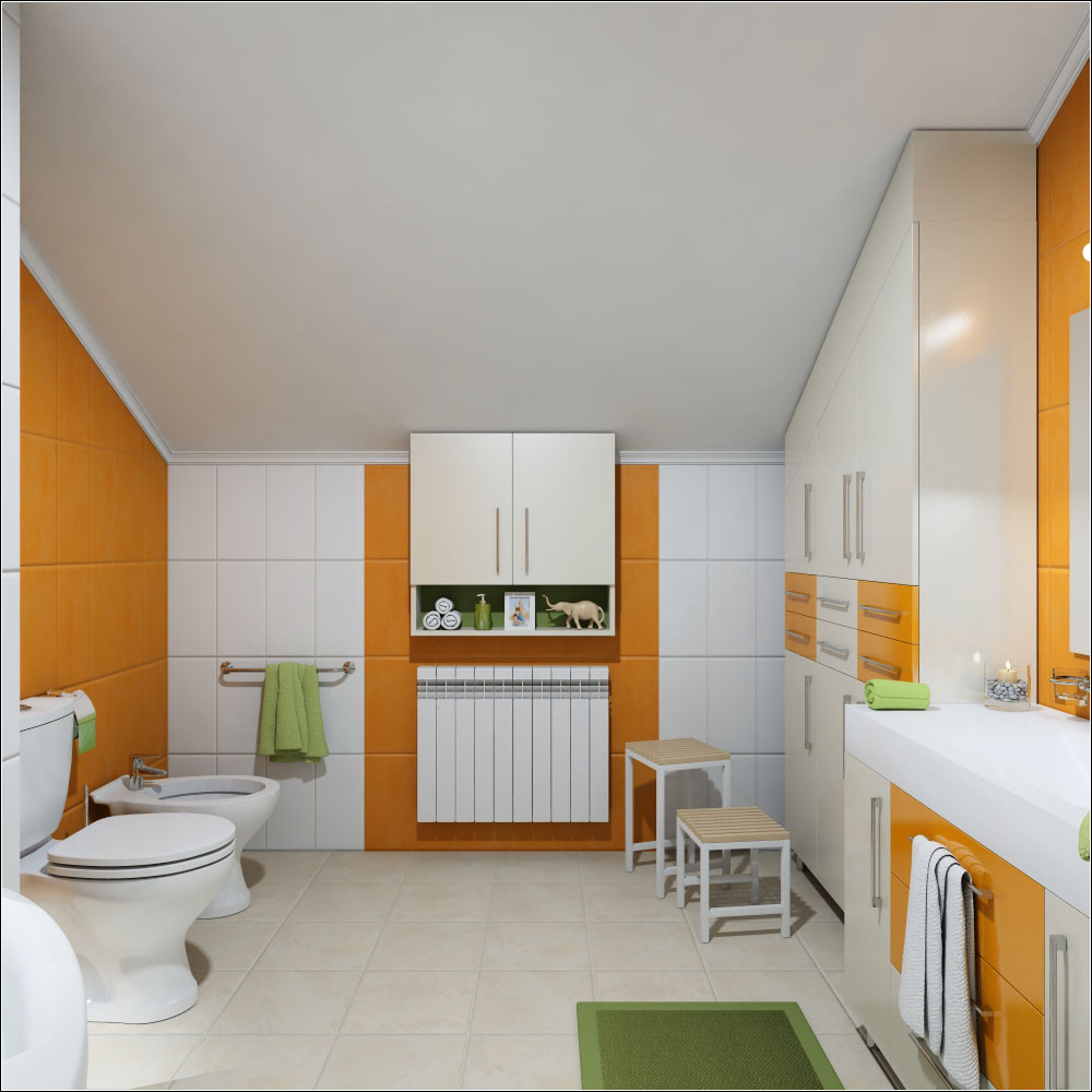 Дизайн интерьера ванной комнаты на мансарде в Чернигове. в 3d max vray 1.5 изображение