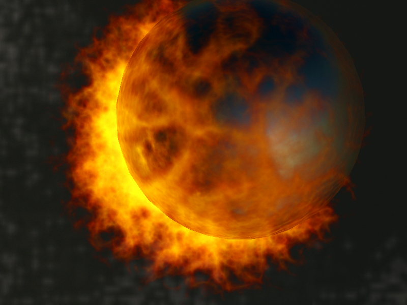 the planet is on fire in 3d max vray 2.0 image