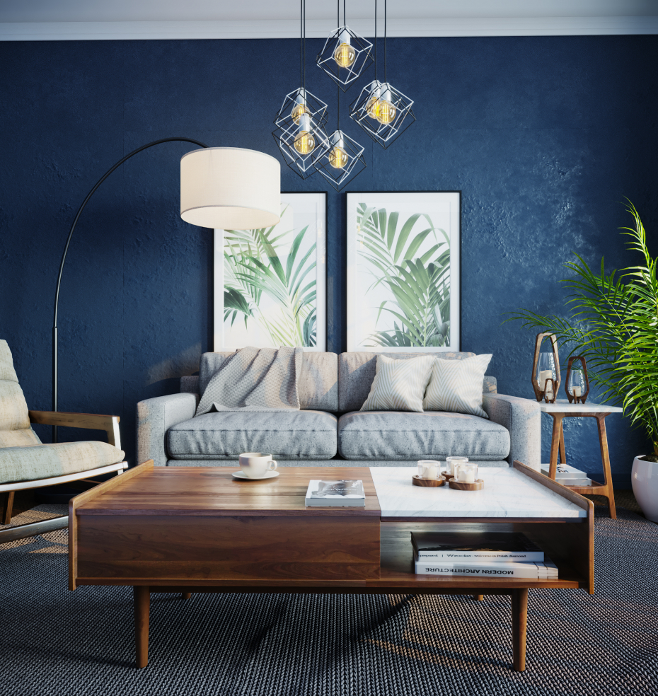 imagen de Visualización de una sala de estar. en 3d max corona render