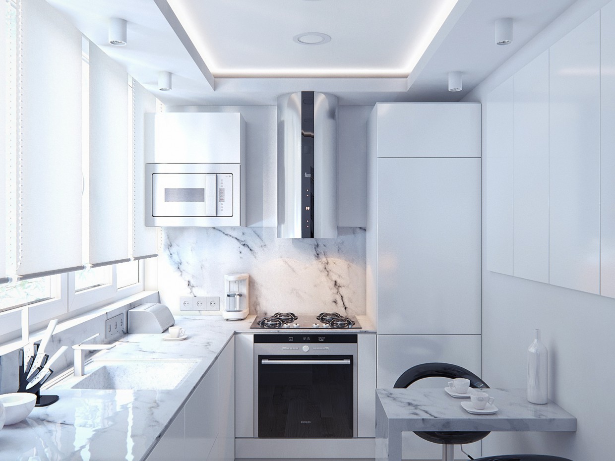 Small kitchen for a young family in 3d max corona render image