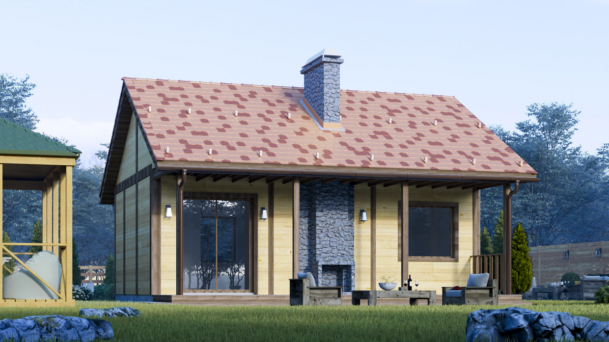 Visualisierung eines Landhauses. in 3d max corona render Bild