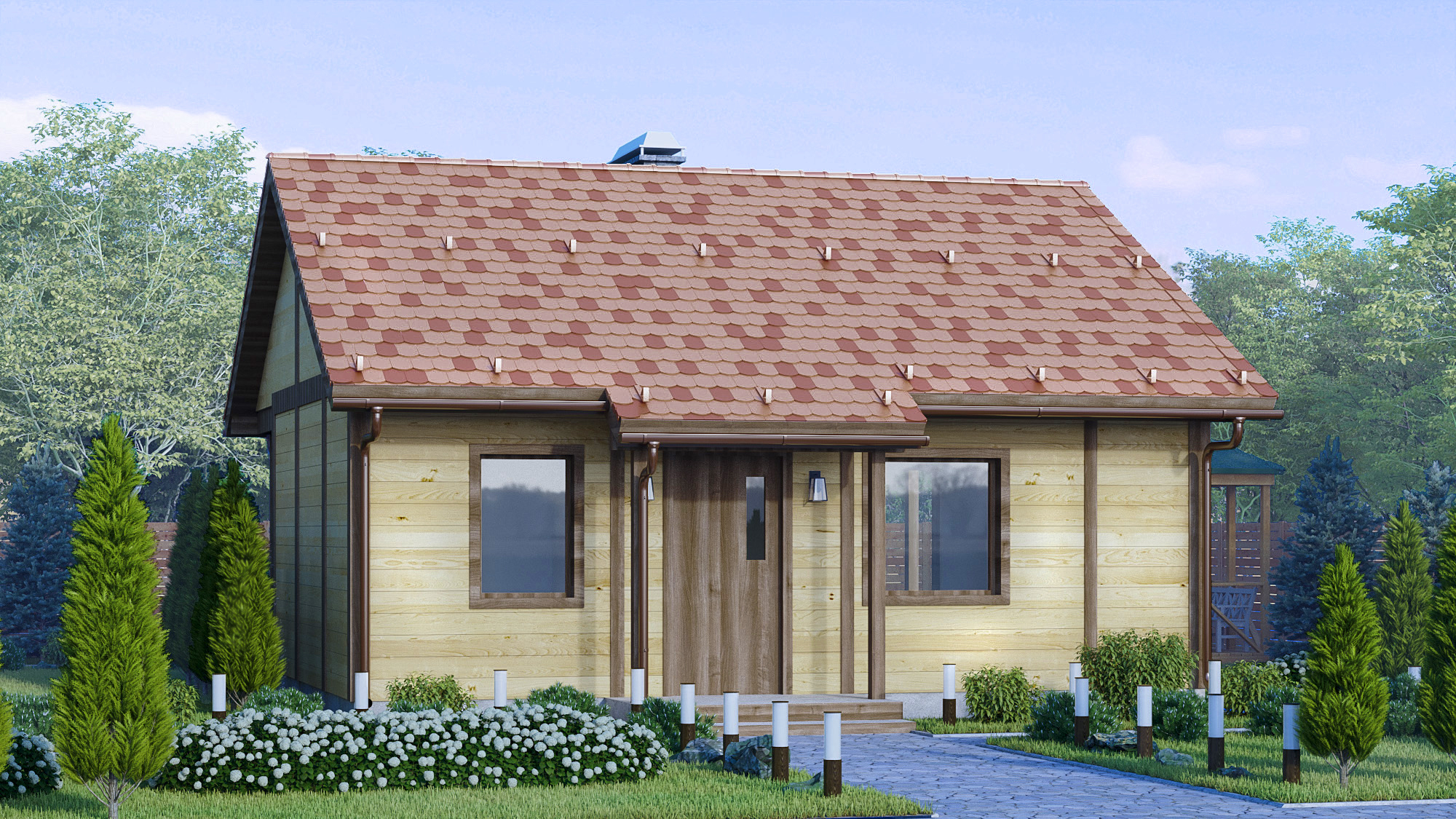 Visualização de uma casa de campo. em 3d max corona render imagem