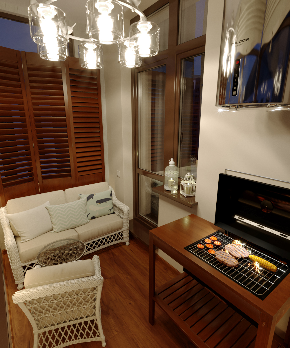 imagen de Diseño de interiores del balcón en 3d max corona render