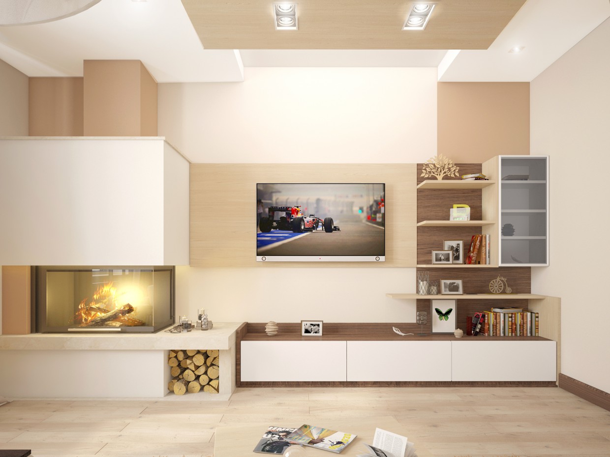 imagen de Sala de estar moderna en 3d max vray