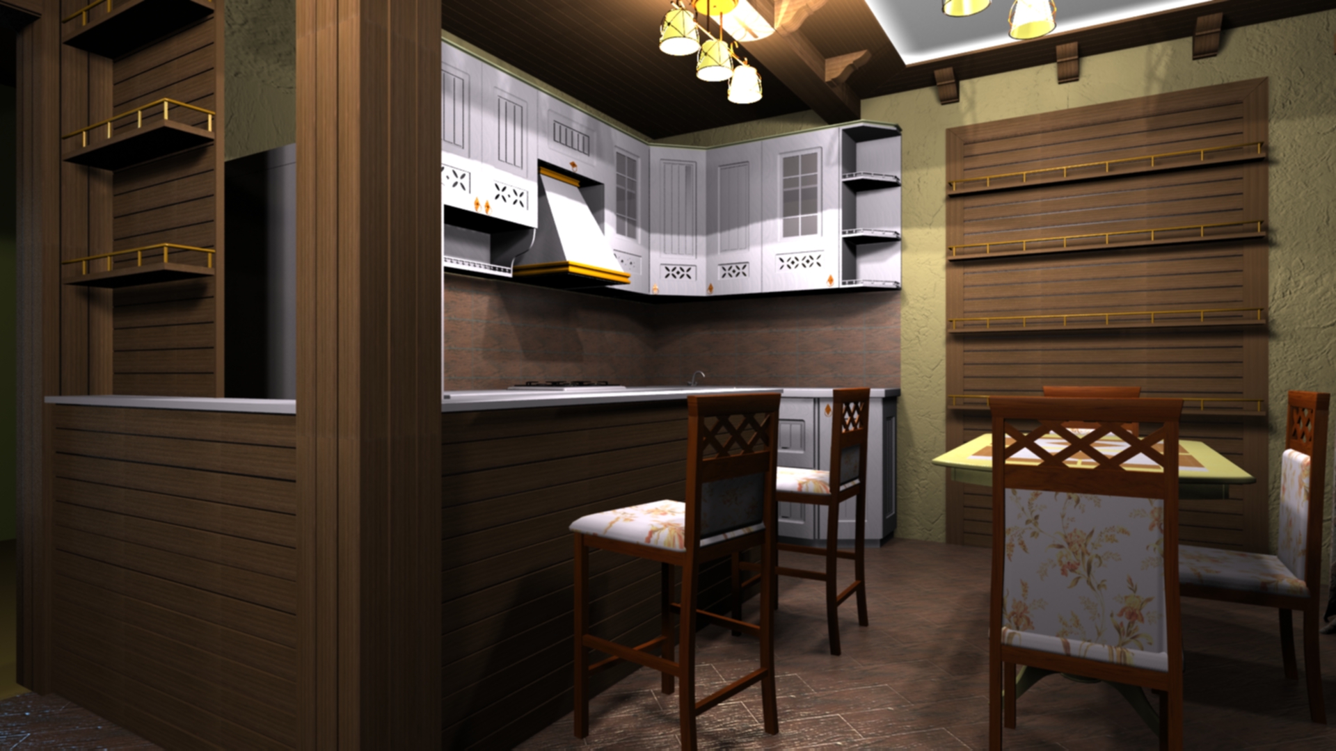 Kitchen-dining room in 3d max vray 2.0 image