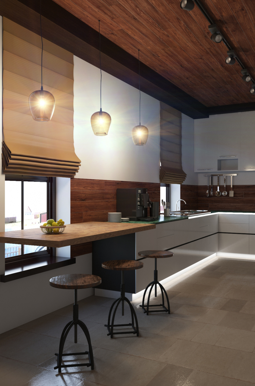 रसोई घर इंटीरियर 3d max vray 3.0 में प्रस्तुत छवि