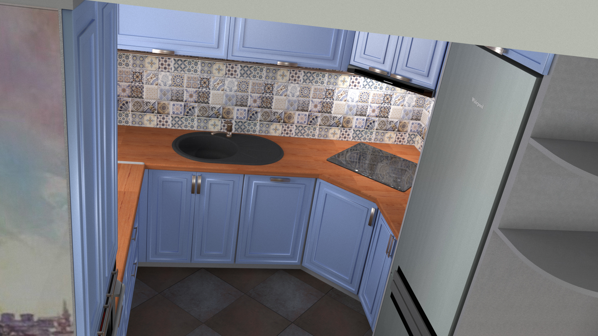 imagen de La cocina de la casa chasnom en 3d max corona render