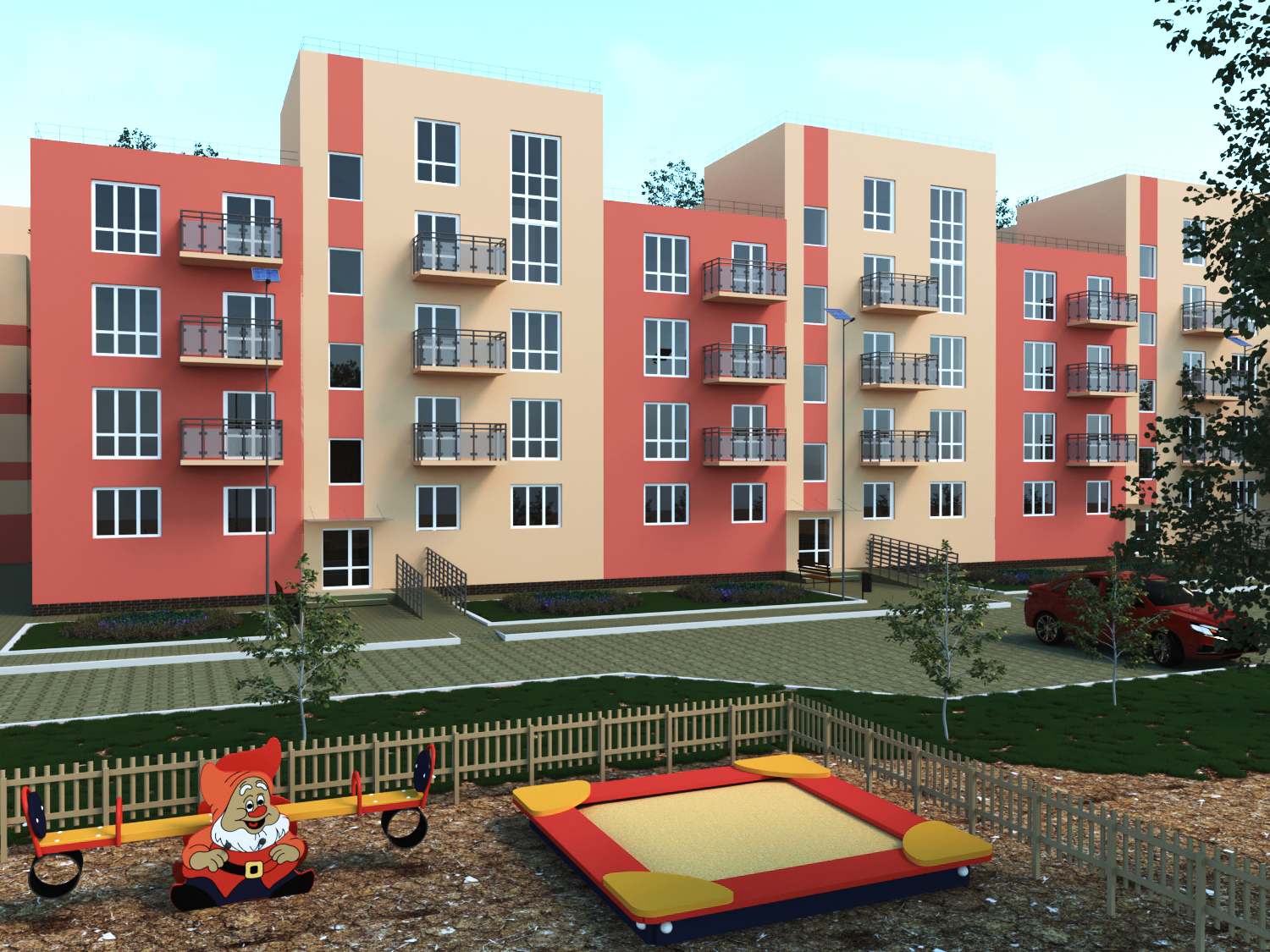 Apartment house in 3d max corona render image