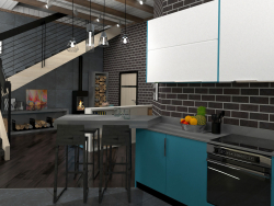 Interior of a kitchen-living room