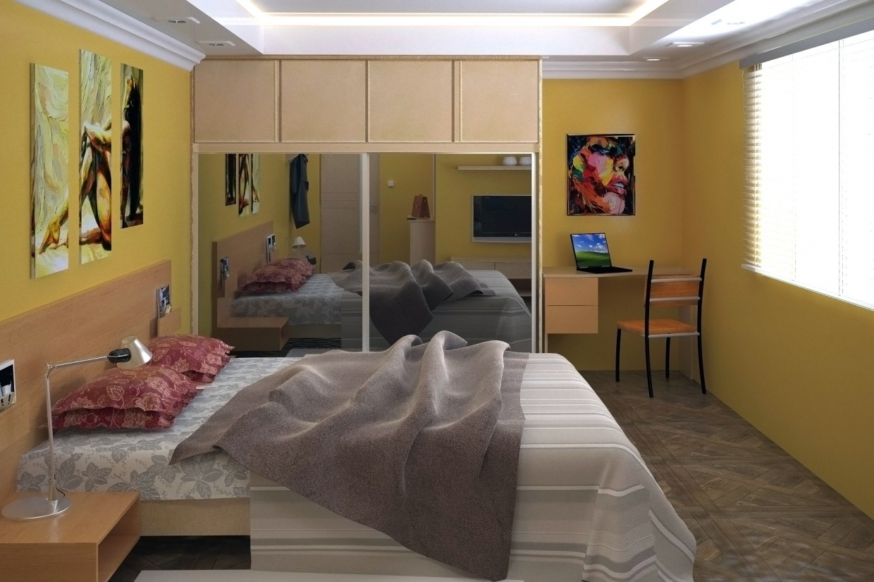 Yatak odası, misafir in 3d max vray 3.0 resim