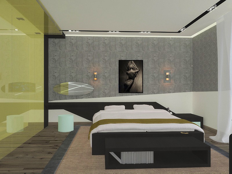 sketches to the bedroom in 3d max vray image