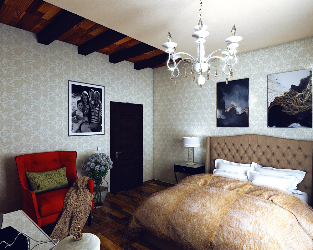 एक देश के घर में बेडरूम 3d max vray 2.0 में प्रस्तुत छवि