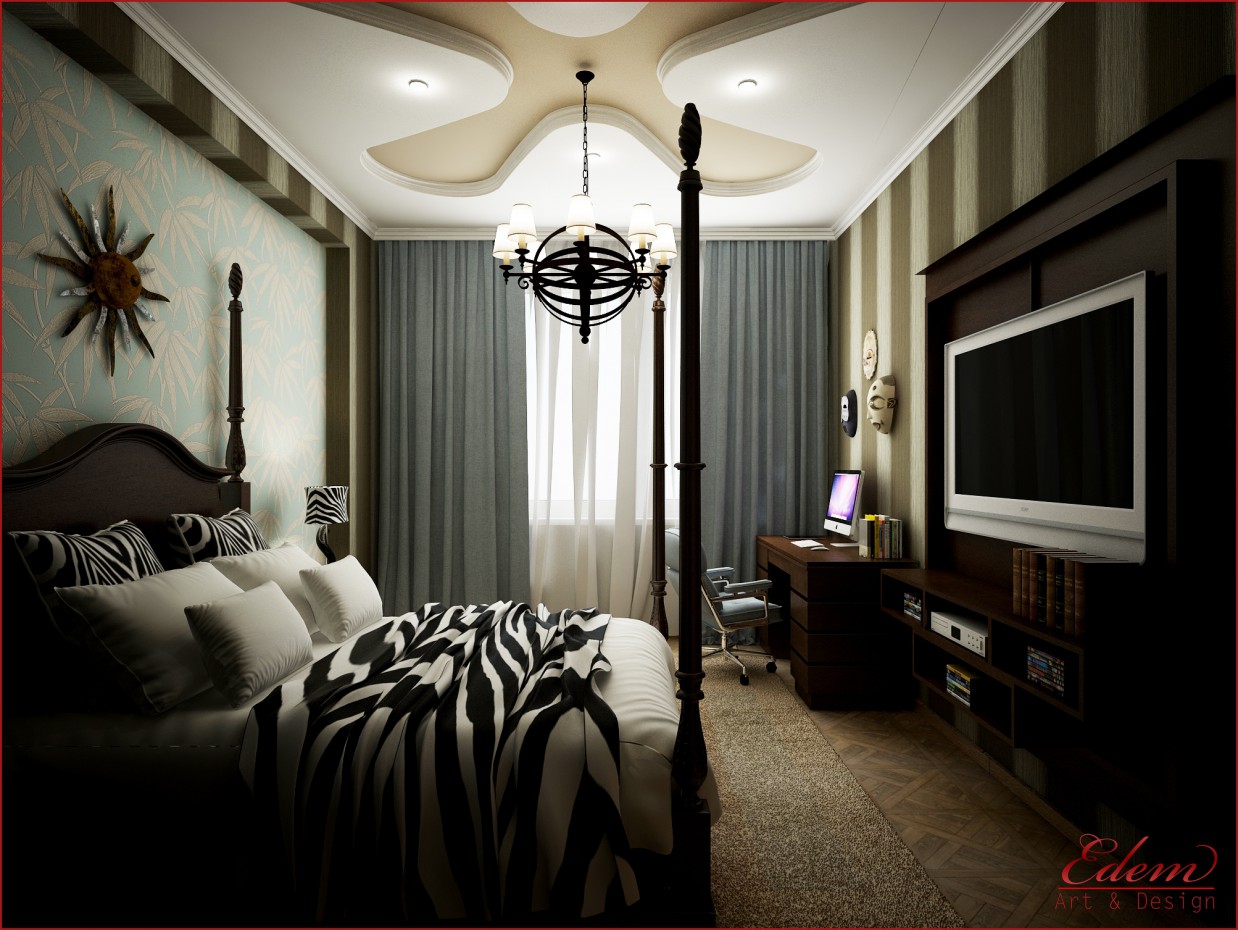 अफ्रीकी शैली बेडरूम 3d max vray में प्रस्तुत छवि