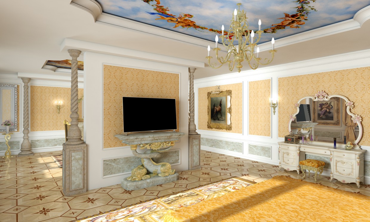imagen de Dormitorio renacentista en 3d max vray