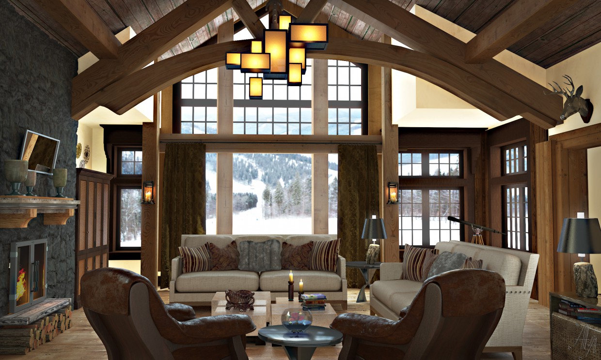Alpine challet in 3d max vray image