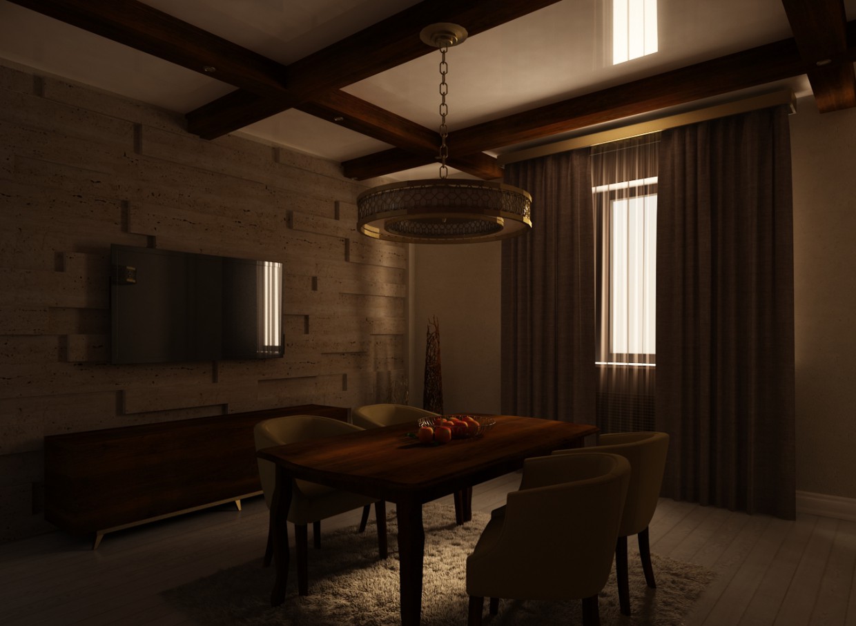 Design of a dining room in 3d max vray image