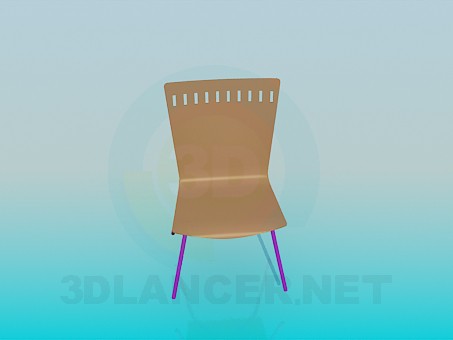 3d model Silla con asiento y respaldo de madera maciza - vista previa