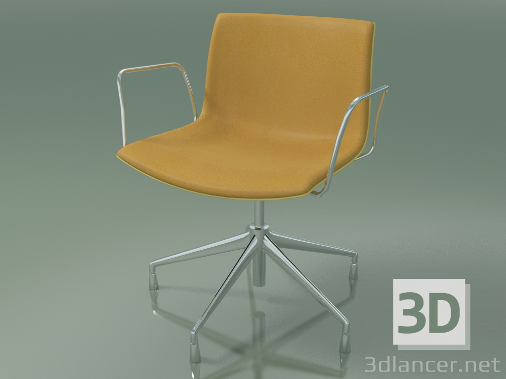 modello 3D Sedia 2046 (5 gambe, con braccioli, cromata, con rivestimento frontale, polipropilene PO00415) - anteprima