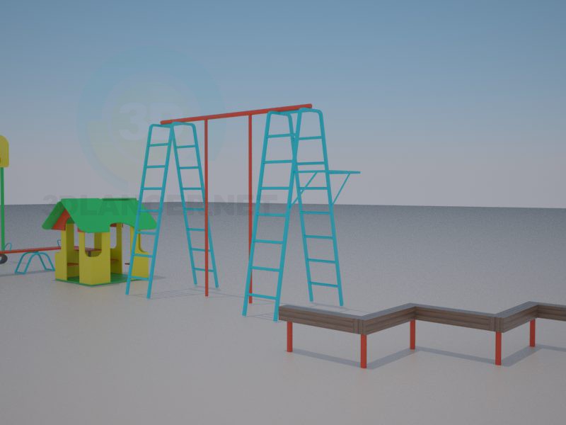 3d модель детская игровая площадка – превью