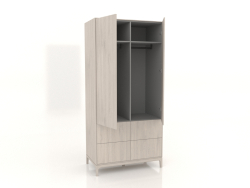 Armadio FARGO 1050x600x2200 mm (rovere sbiancato, 2 ante, 4 cassetti, aperto)
