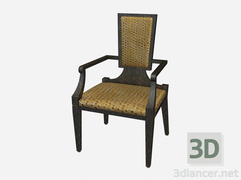 modèle 3D Chaise en bois avec accoudoirs Ellington - preview