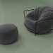 3D Modell Sessel Uni mit Pouf (schwarz) - Vorschau