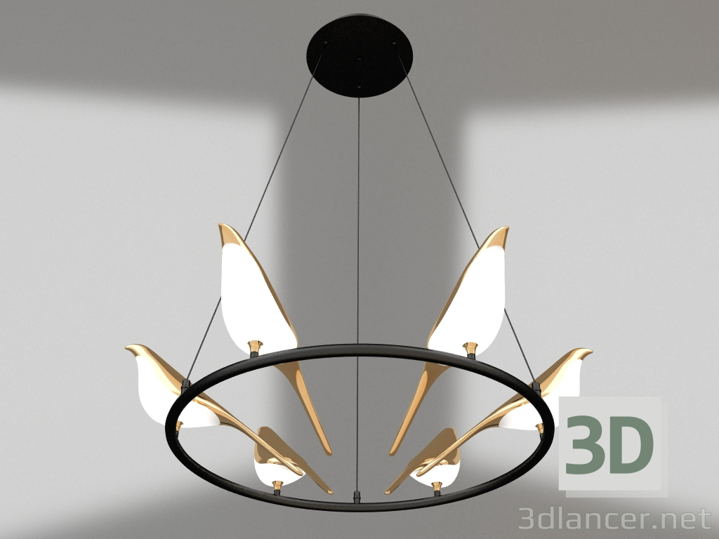 modello 3D Lampadario Arsi nero, oro (08446-6A,33) - anteprima