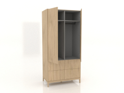 Armadio FARGO 1050x600x2200 mm (rovere schiarito, 2 ante, 4 cassetti, aperto)