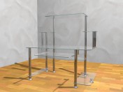 Computer table. Glass, metal