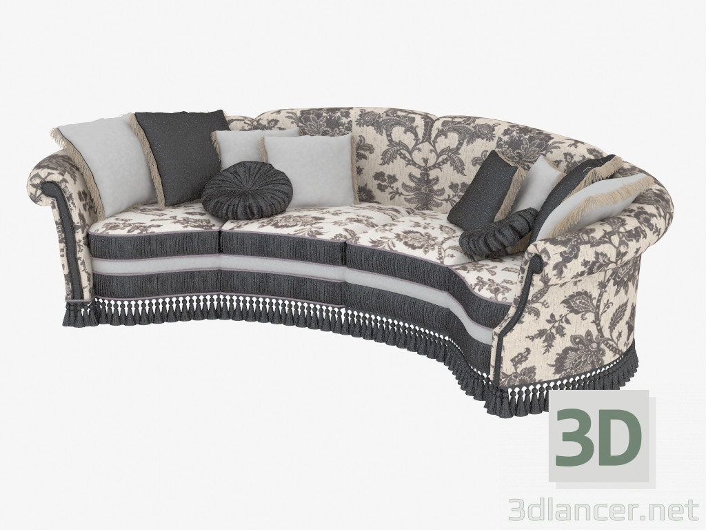 3D Modell Klassisches halbrundes Sofa (13401) - Vorschau