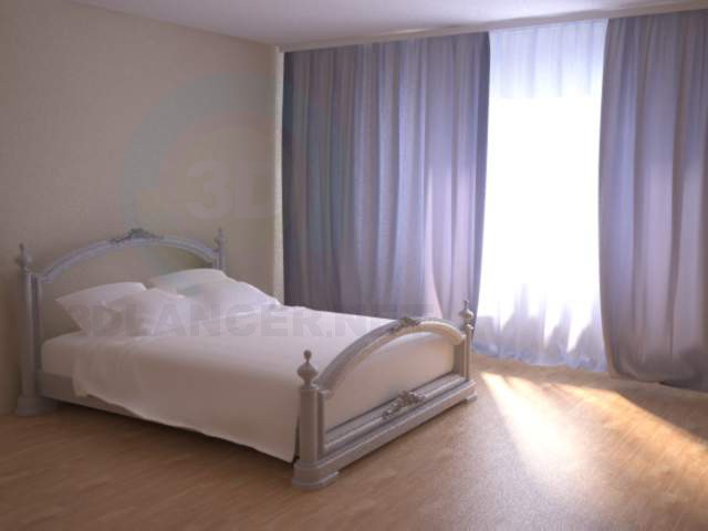 3d model Just a bed in the room. - preview