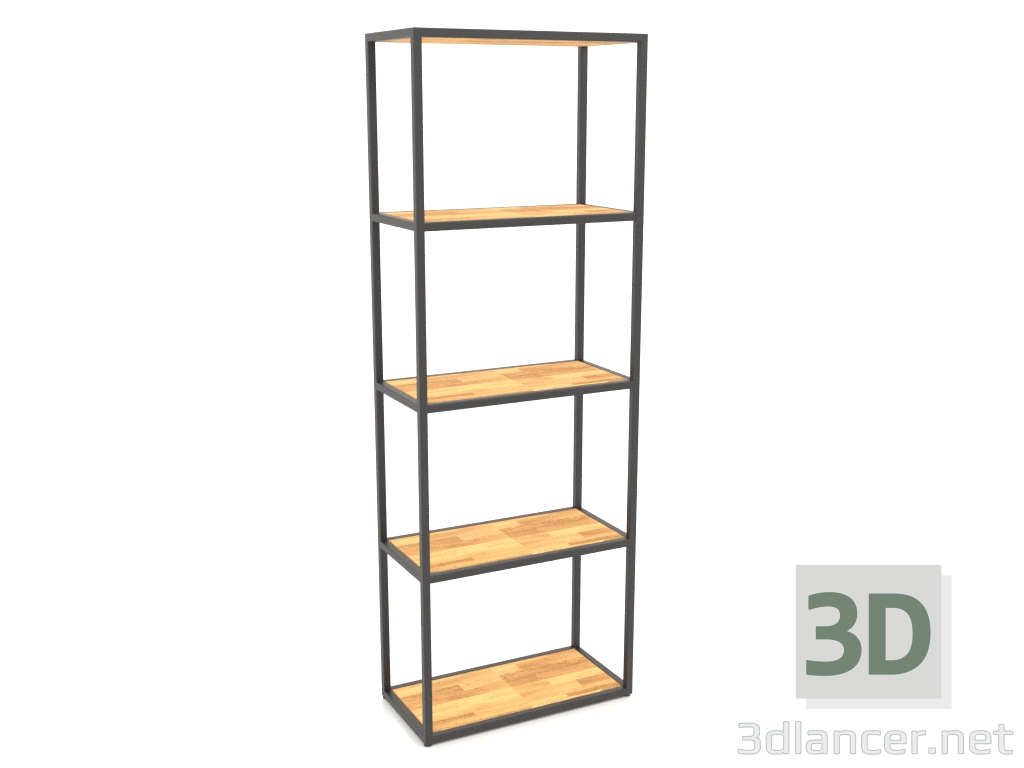 3D Modell Großes rechteckiges Regal (HOLZ, 60x30x170, 5 Regale) - Vorschau