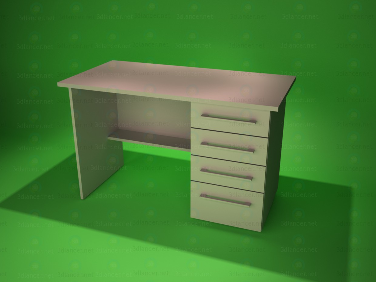 modèle 3D Bureau avec tiroirs - preview