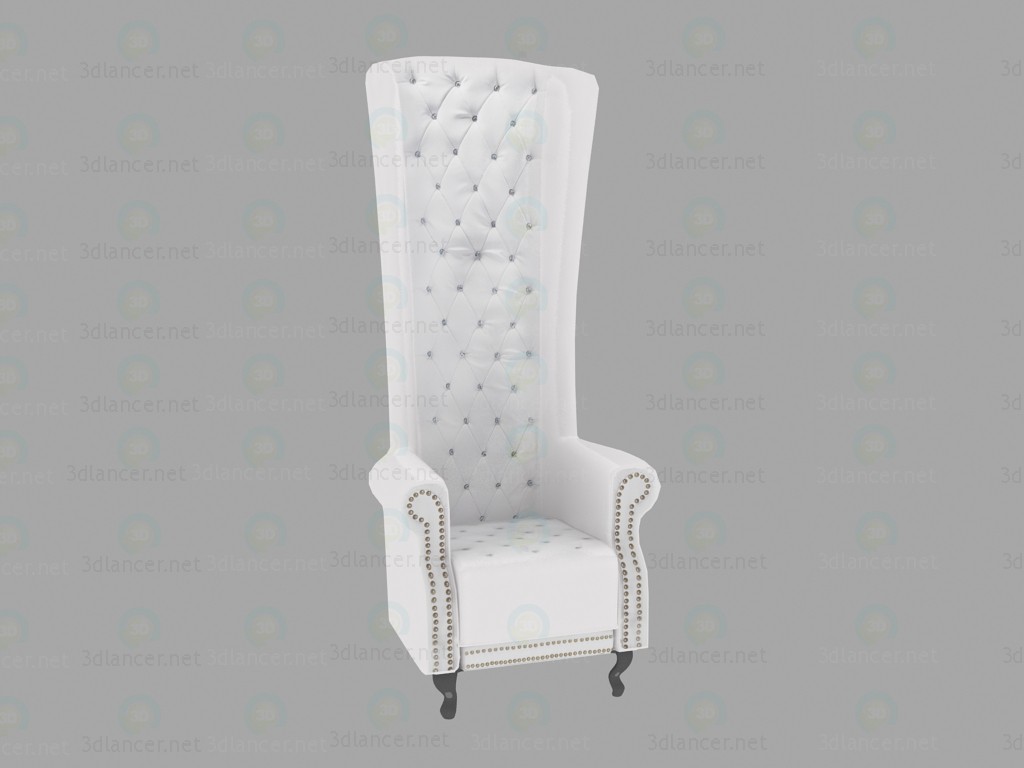 Modelo 3d Cadeira Queen branco - preview
