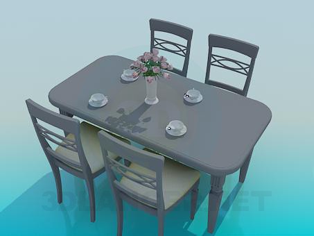3d модель Обідній стіл зі стільцями – превью