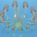 3d model Broad chandelier with glass circular - preview