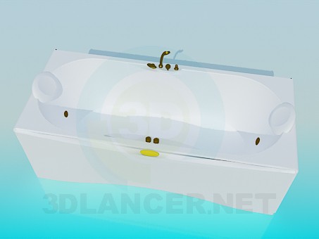 3d модель Ванна-джакузи с медным смесителем – превью
