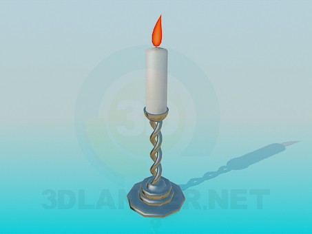 3d model La vela en un candelabro - vista previa