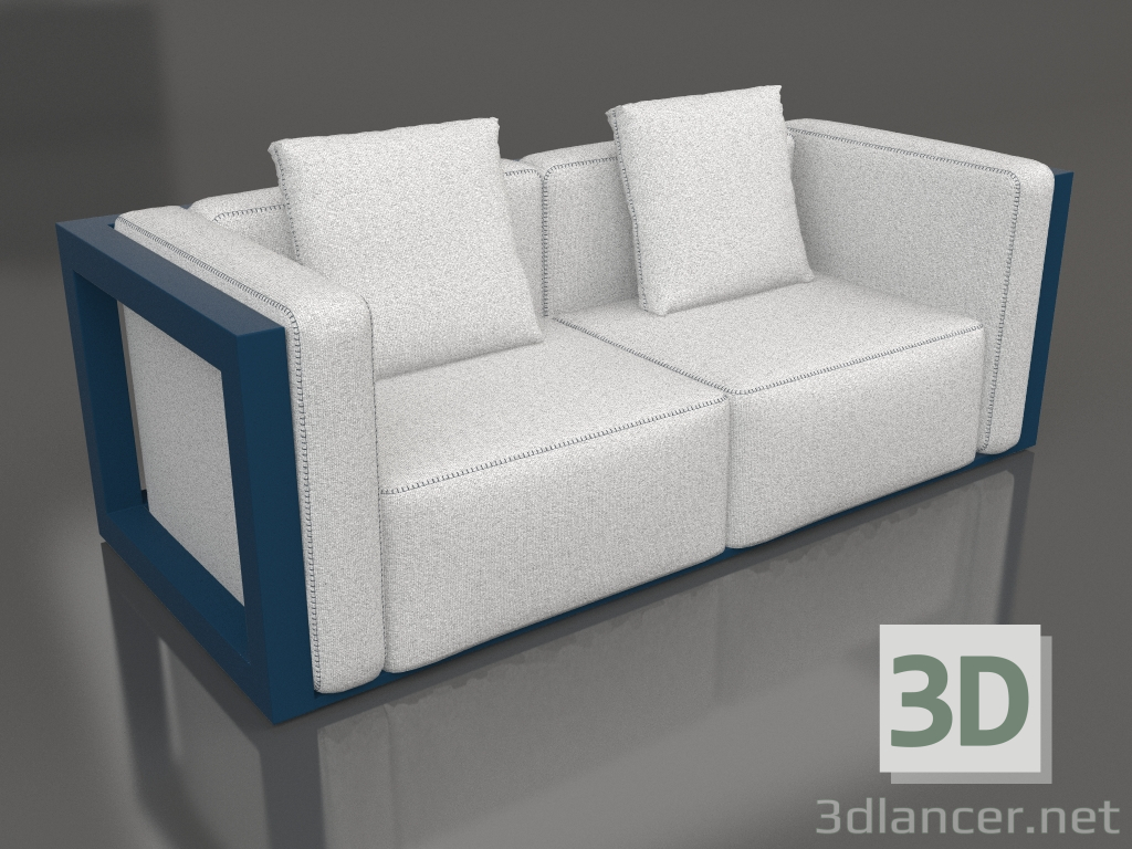 modèle 3D Canapé 2 places (Gris bleu) - preview