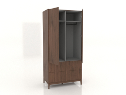 Armadio FARGO 1050x600x2200 mm (rovere tabacco, 2 ante, 4 cassetti, aperto)