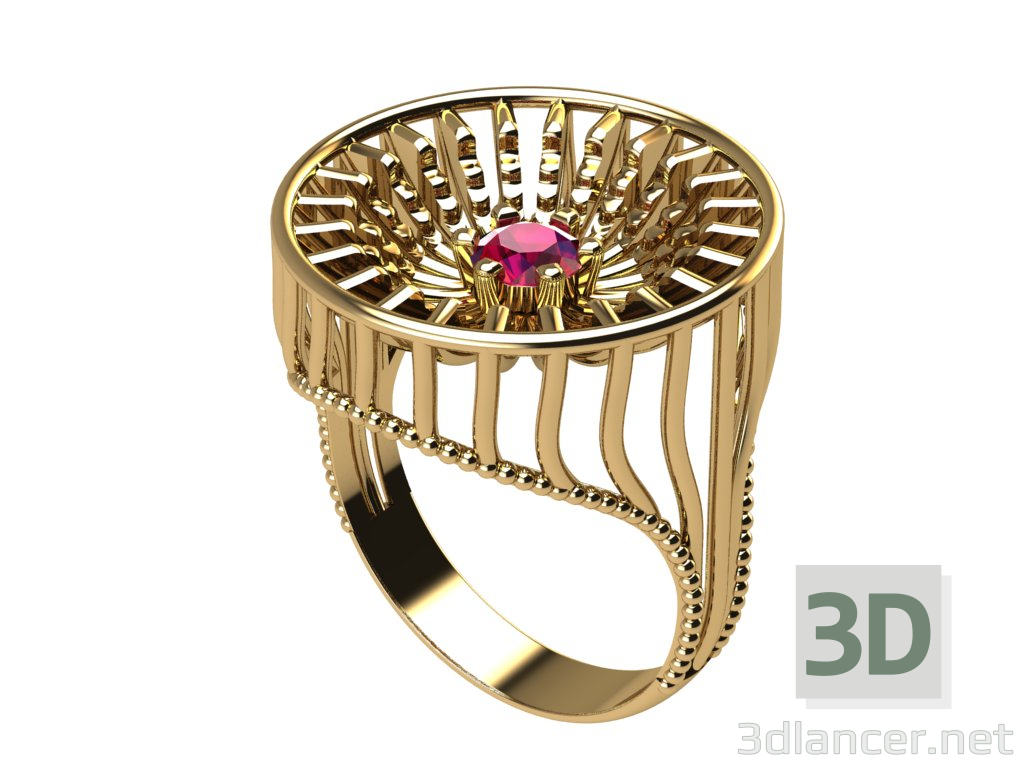 modello 3D di anello con rubino comprare - rendering