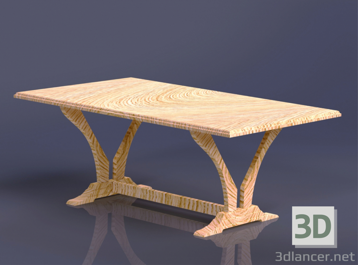 3 डी ठोस लकड़ी की मेज मॉडल खरीद - रेंडर