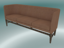 Triple sofa Mayor (AJ5, H 82cm, 62x200cm, Smoked oiled oak, Leather - Cognac Silk)
