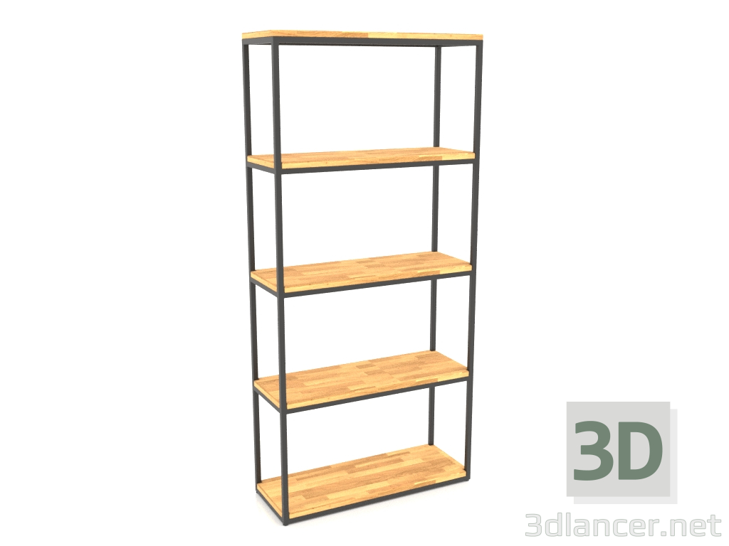 modello 3D Scaffale rettangolare grande (PAVIMENTO LEGNO, 80x30x170, 5 ripiani) - anteprima