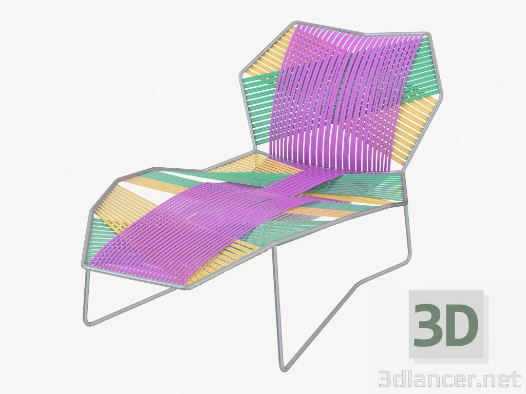 modello 3D Chaise longue con struttura in metallo - anteprima