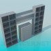 3D Modell Regale für Bücher mit dem Sideboard im Zentrum - Vorschau