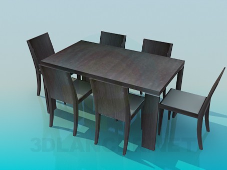 3D modeli Masa ve sandalye seti - önizleme