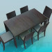 3D Modell Tisch und Stühle set - Vorschau