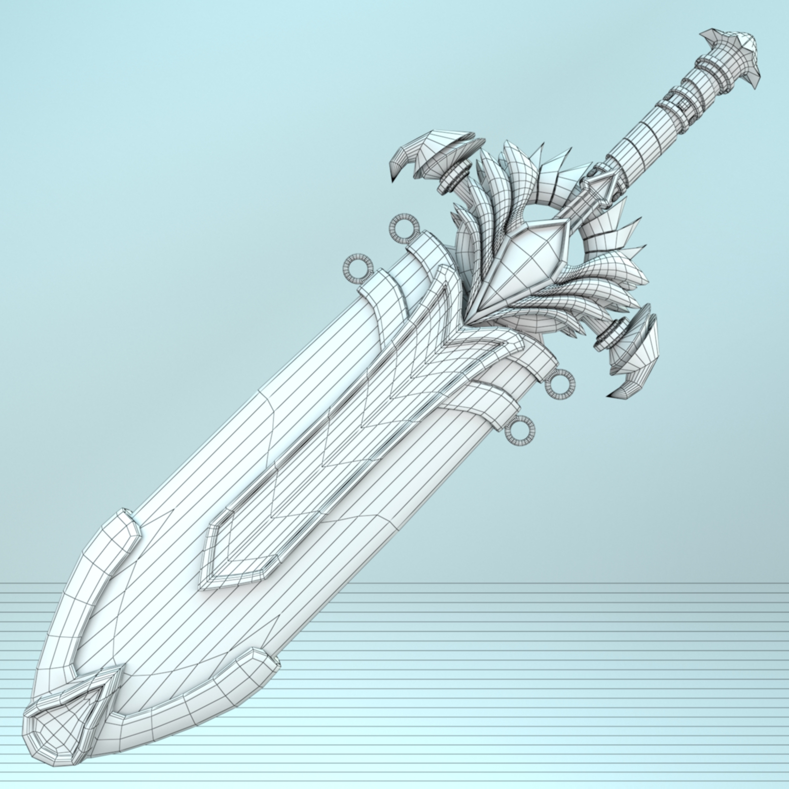3d Фэнтезийный меч 25 с ножнами 3d модель модель купить - ракурс