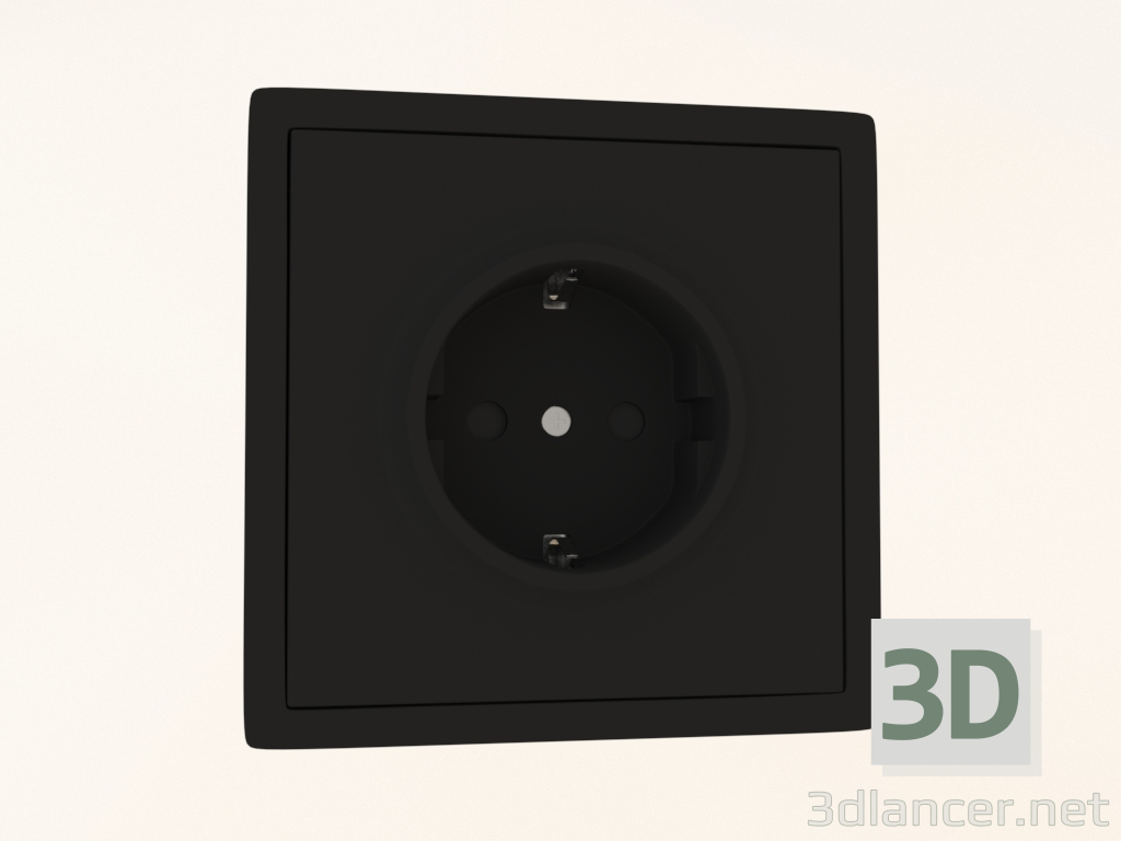 3d model Schuko grounding and shutter socket (16A, 250V, screw-on, matte carbon, DA22030) R98 - preview